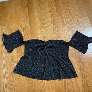 Express Black/white Off The Shoulder Top
